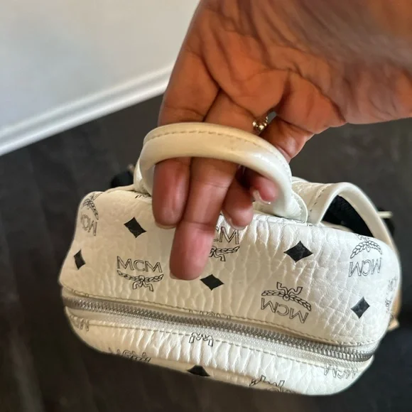 MCM White and Pink Studded Backpack - Picture 6 of 16